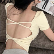 Crisscross Back Stretch Tank with Built-In Cups