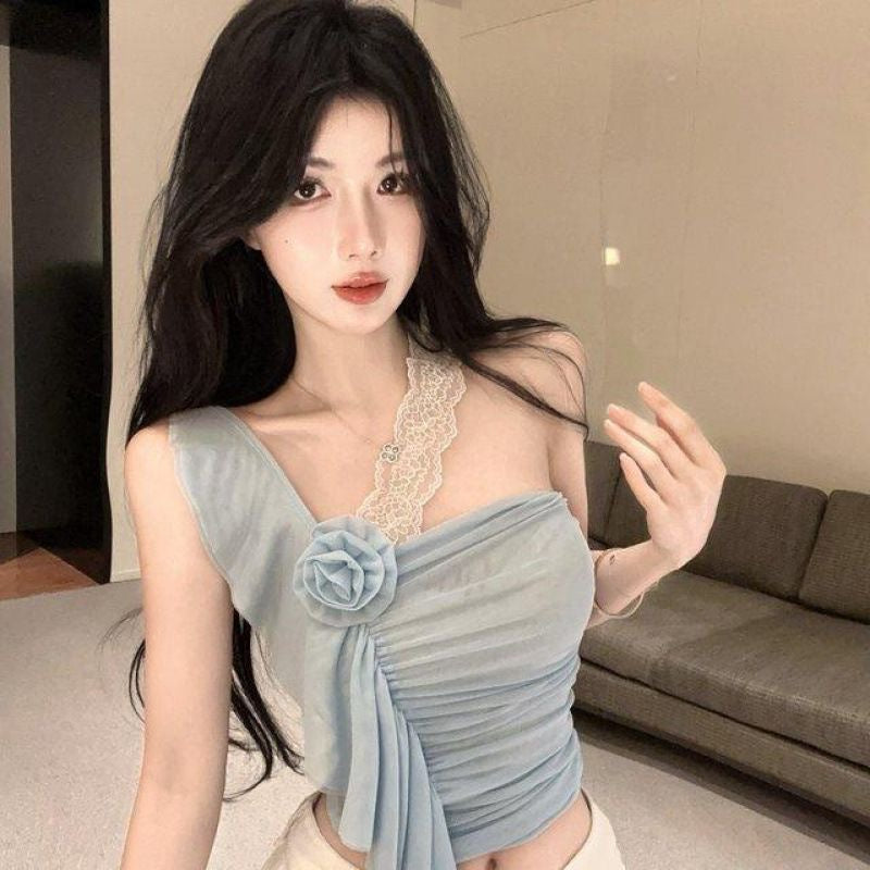 温柔纯欲蓝色仙女可爱女士上衣