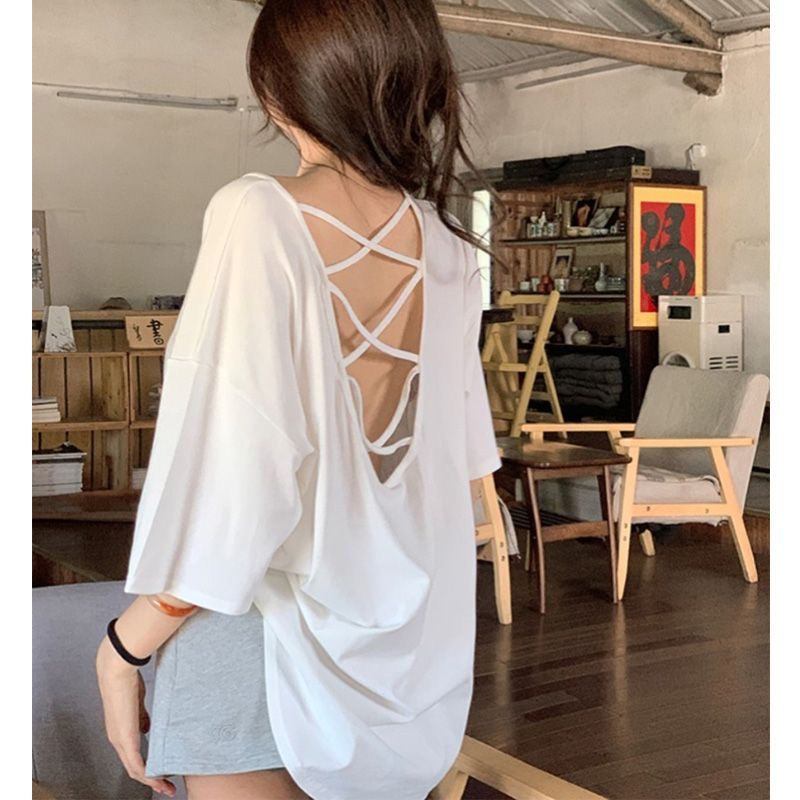 宽松纯棉显瘦美背打底衫