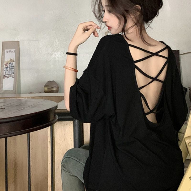 宽松纯棉显瘦美背打底衫