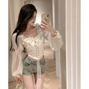 Mesh Puff Sleeve Corset Princess Top