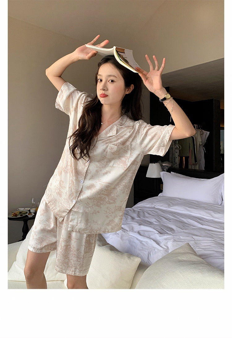 Blush Glow Satin Short-Sleeve PJ Set