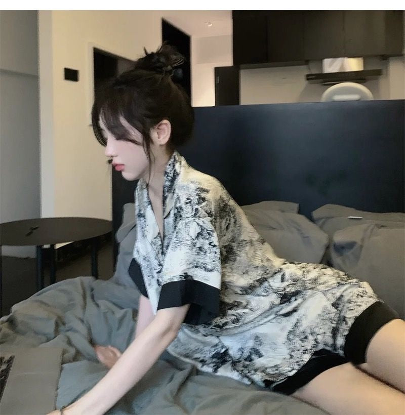 Ultra-Thin Satin Short-Sleeve Sleep Set