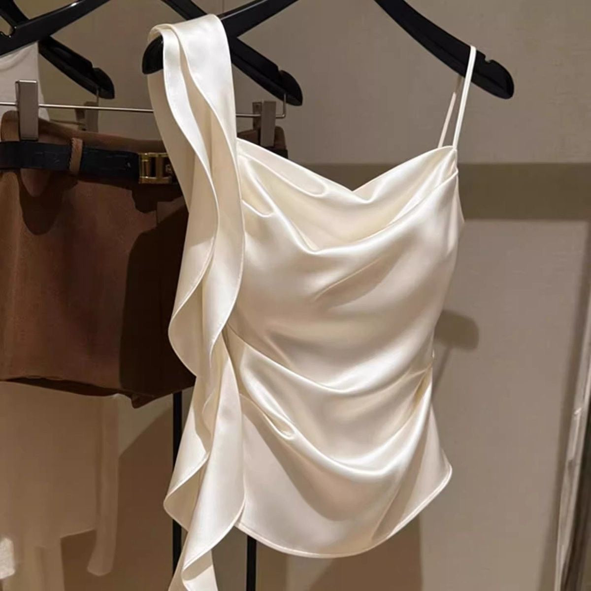 液态垂感凉感缎面衬衫｜高密度抗皱女士通勤上衣