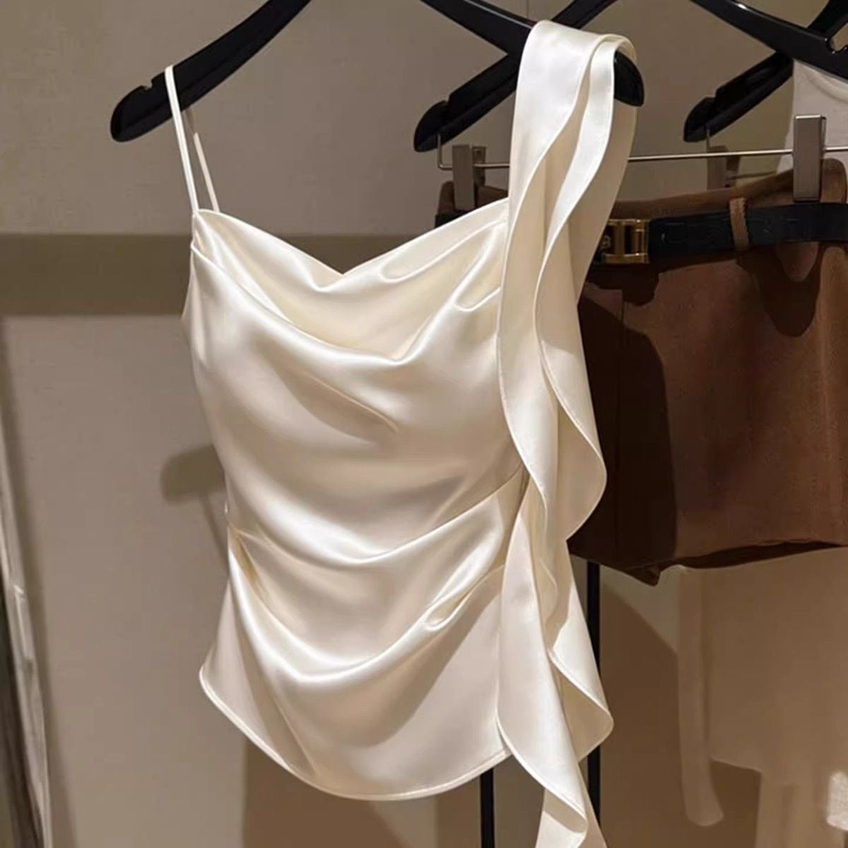 液态垂感凉感缎面衬衫｜高密度抗皱女士通勤上衣