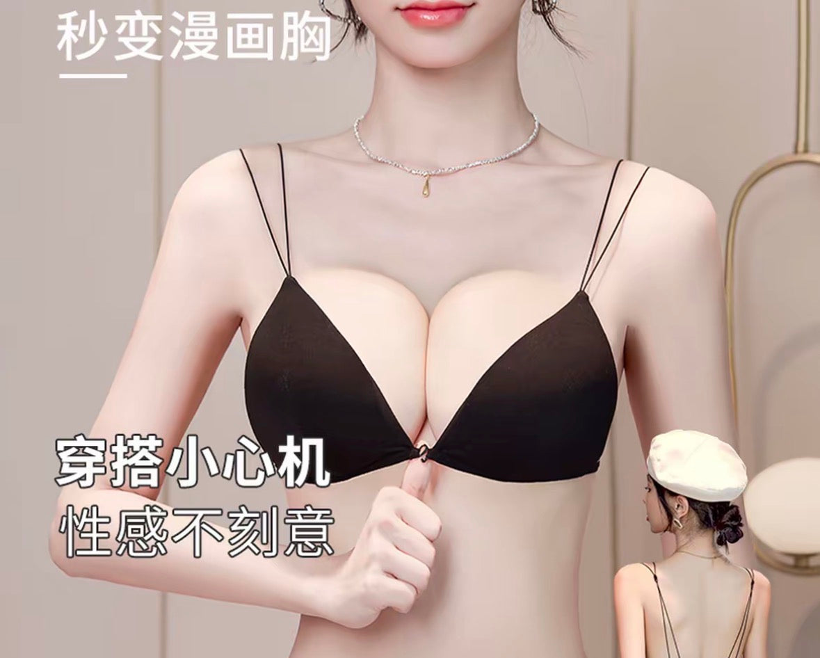 极简细肩带美背文胸|小胸显大神器