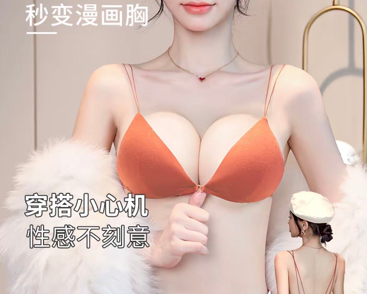 极简细肩带美背文胸|小胸显大神器