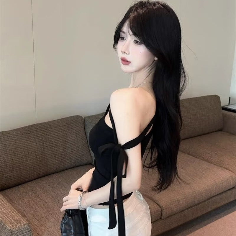 Off-Shoulder Lace-Up Bodycon Top