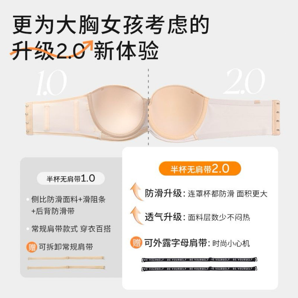 无肩带防滑超薄聚拢内衣｜无痕舒适提拉美背胸衣