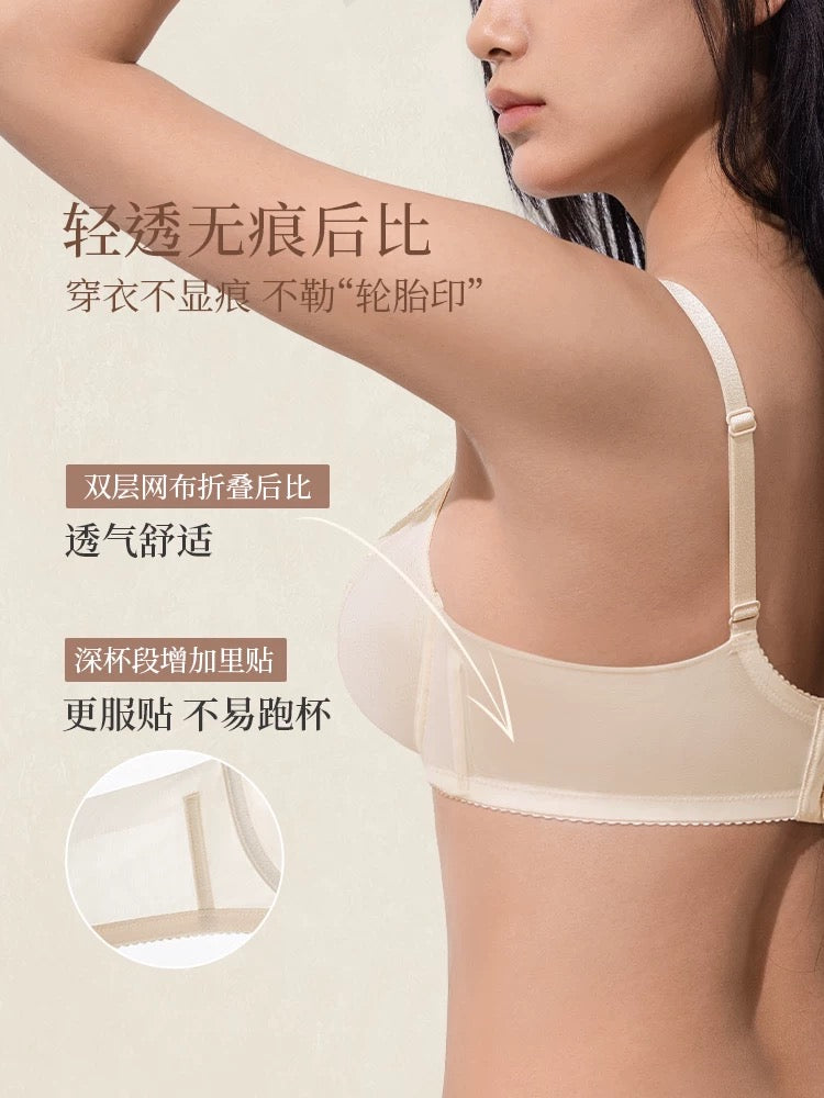 Elegant Lace Panel Comfort Bra | Seamless Lightweight Support Bra