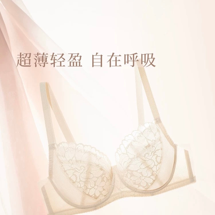 Elegant Lace Panel Comfort Bra | Seamless Lightweight Support Bra