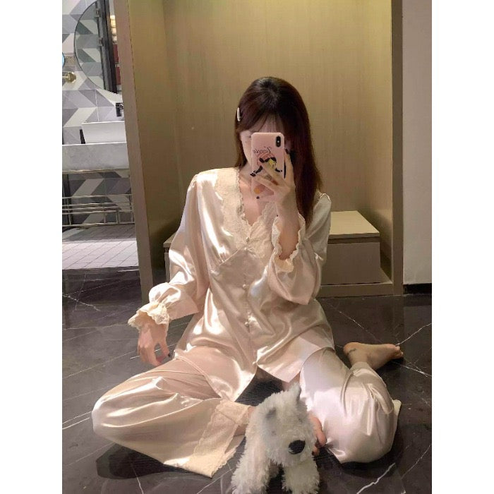 Soft Glam Lace Satin Sleepwear Set