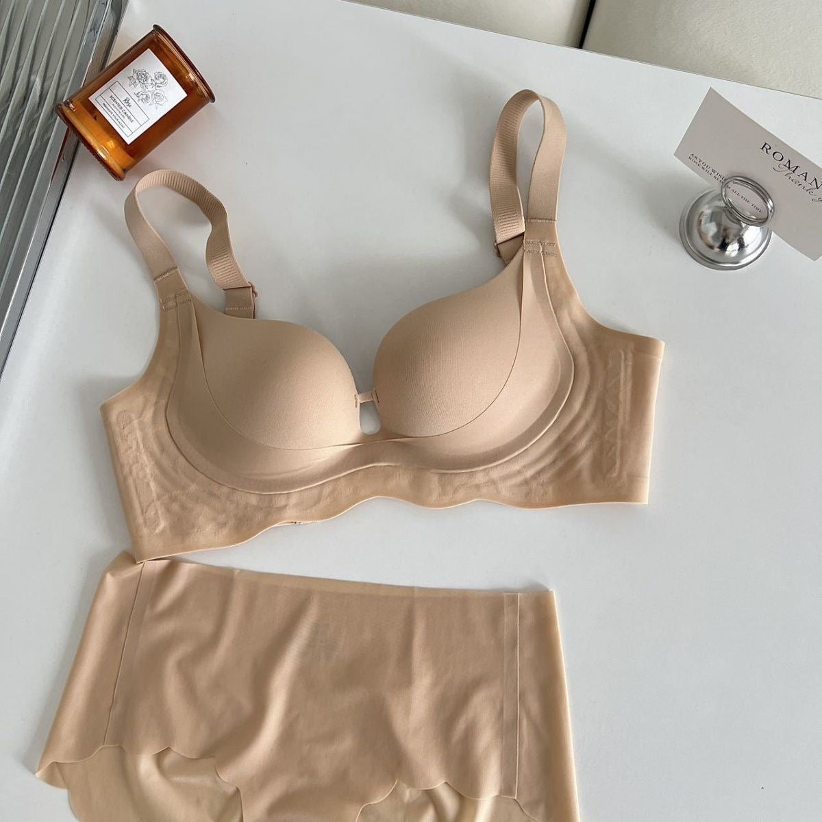 夏季凉感收副乳塑形胸衣套装｜轻薄收赘肉无痕内衣