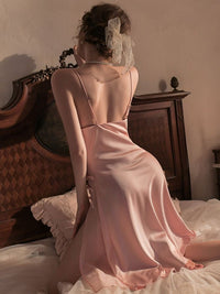 Satin Allure French See-Through Slip Dress
