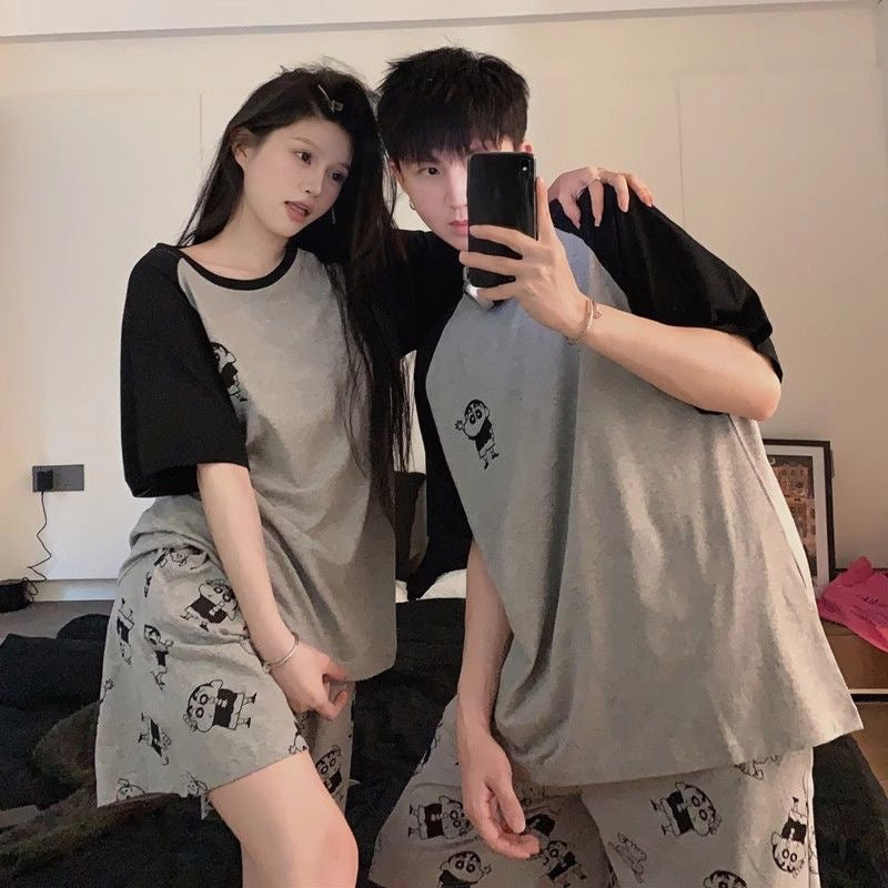 Cotton Couple Pajama Set | Lightweight Short Sleeve Sleepwear