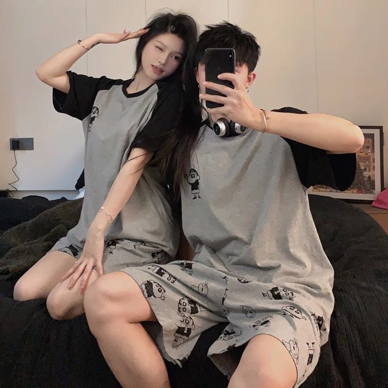 Cotton Couple Pajama Set | Lightweight Short Sleeve Sleepwear