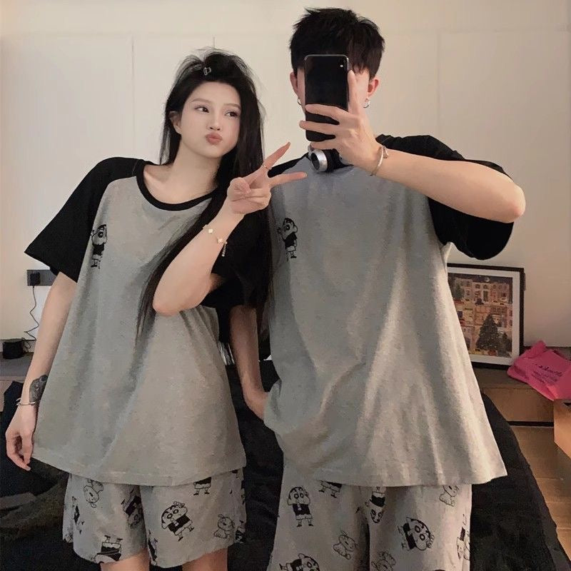 Cotton Couple Pajama Set | Lightweight Short Sleeve Sleepwear