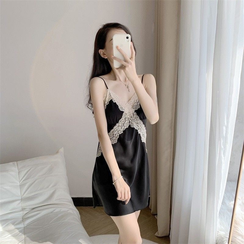 Lace Ice Silk Camisole Nightgown