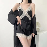 Lace Ice Silk Camisole Nightgown Set