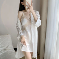 Lace Ice Silk Camisole Nightgown Set