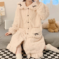 White Coral Fleece Warm Women's Robe