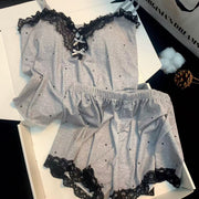 Light Grey Lace Modal Cotton Pajama Set