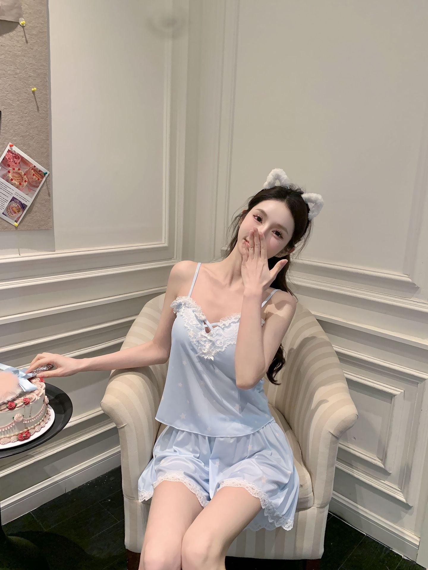 Light Blue Modal Cotton Pajama Set