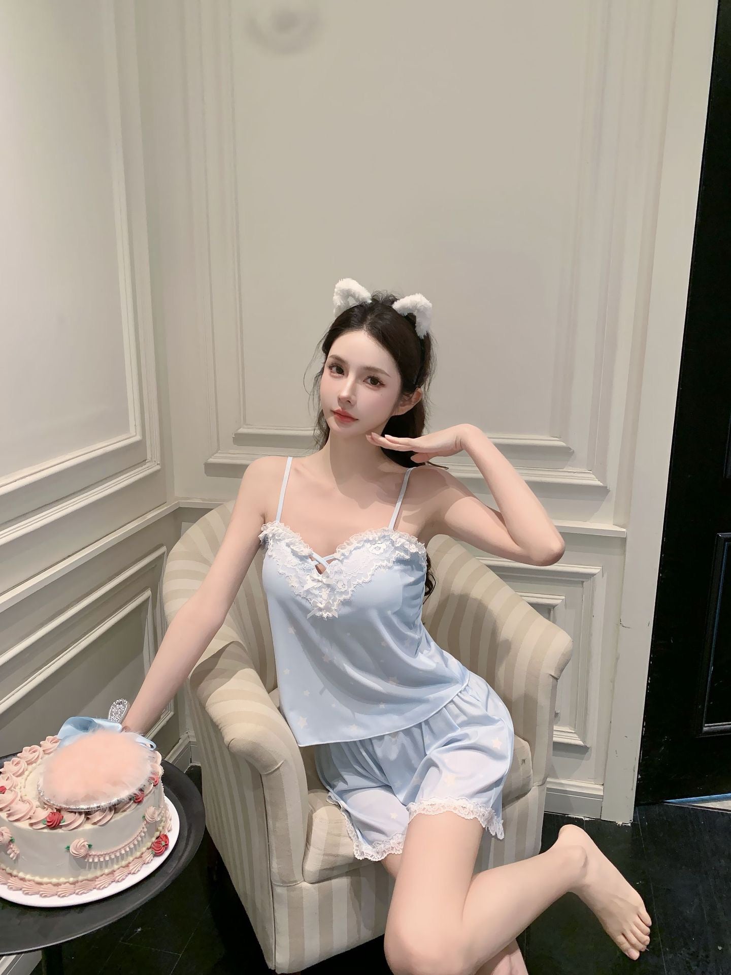 Light Blue Modal Cotton Pajama Set