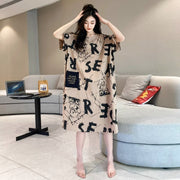Stylish Oversized Letter Embroidered Nightgown