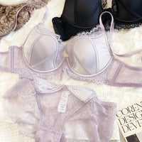 Satin and Lace Soft Underwire Lingerie Set