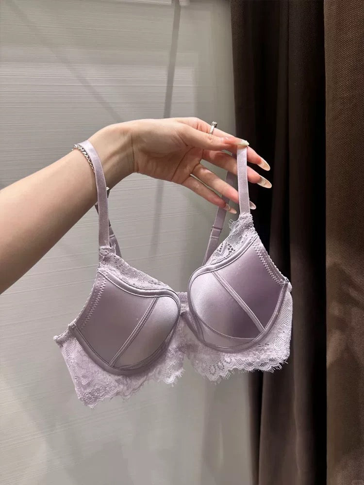 Satin and Lace Soft Underwire Lingerie Set