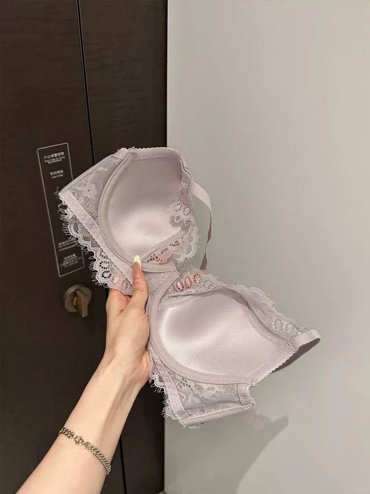 Satin and Lace Soft Underwire Lingerie Set