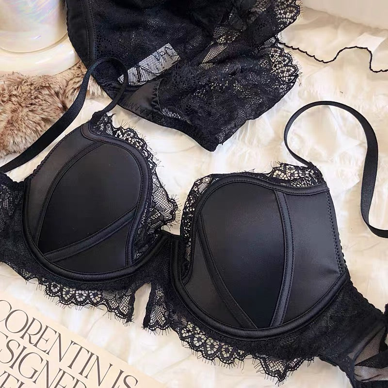 Satin and Lace Soft Underwire Lingerie Set