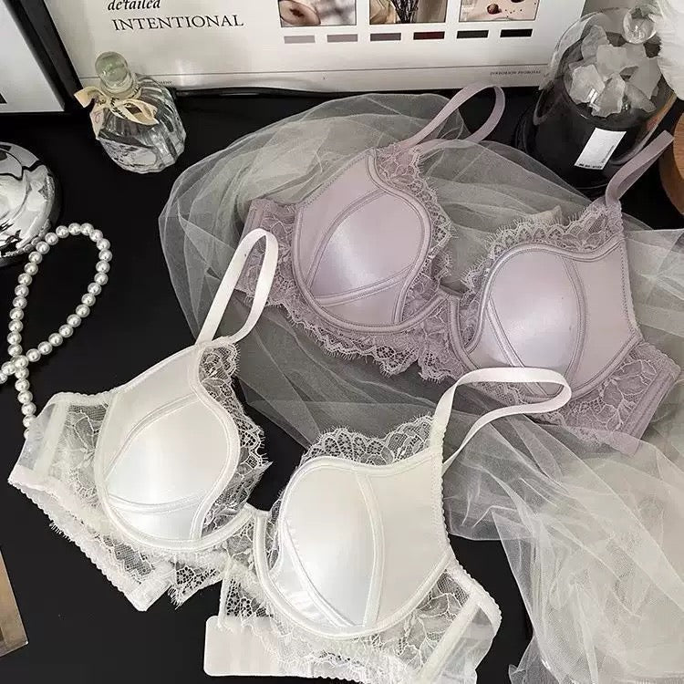 Satin and Lace Soft Underwire Lingerie Set