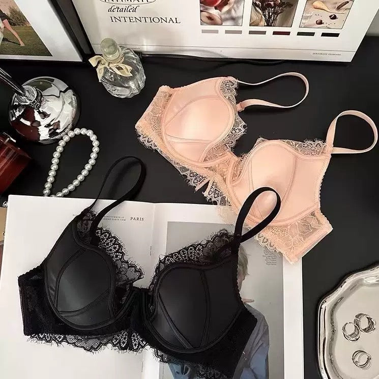Satin and Lace Soft Underwire Lingerie Set