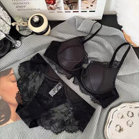 Satin and Lace Soft Underwire Lingerie Set