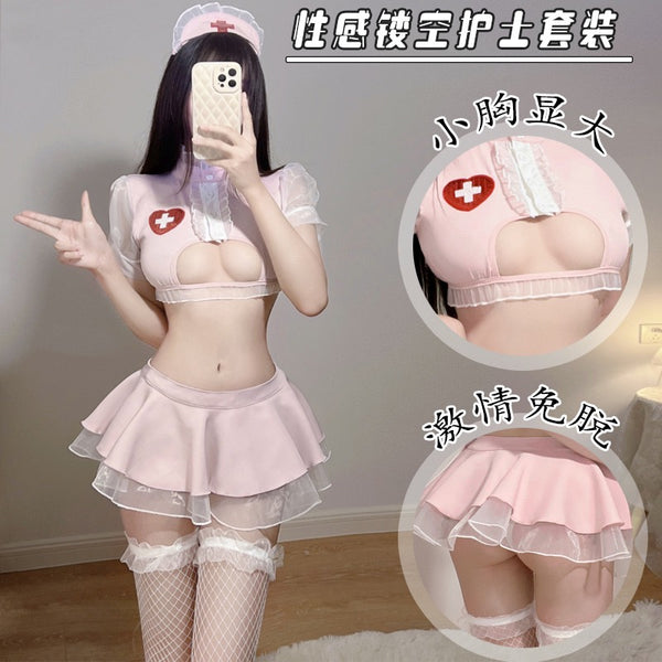 Pink Flirty Nurse Fantasy Costume Lingerie