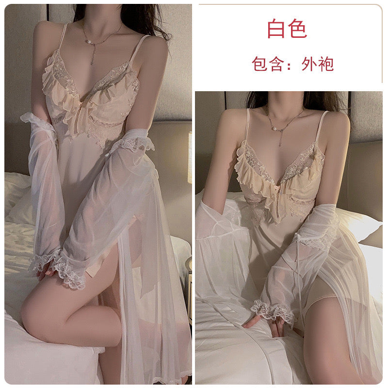 Silken Dream Nightdress with Flirty Sheer Robe