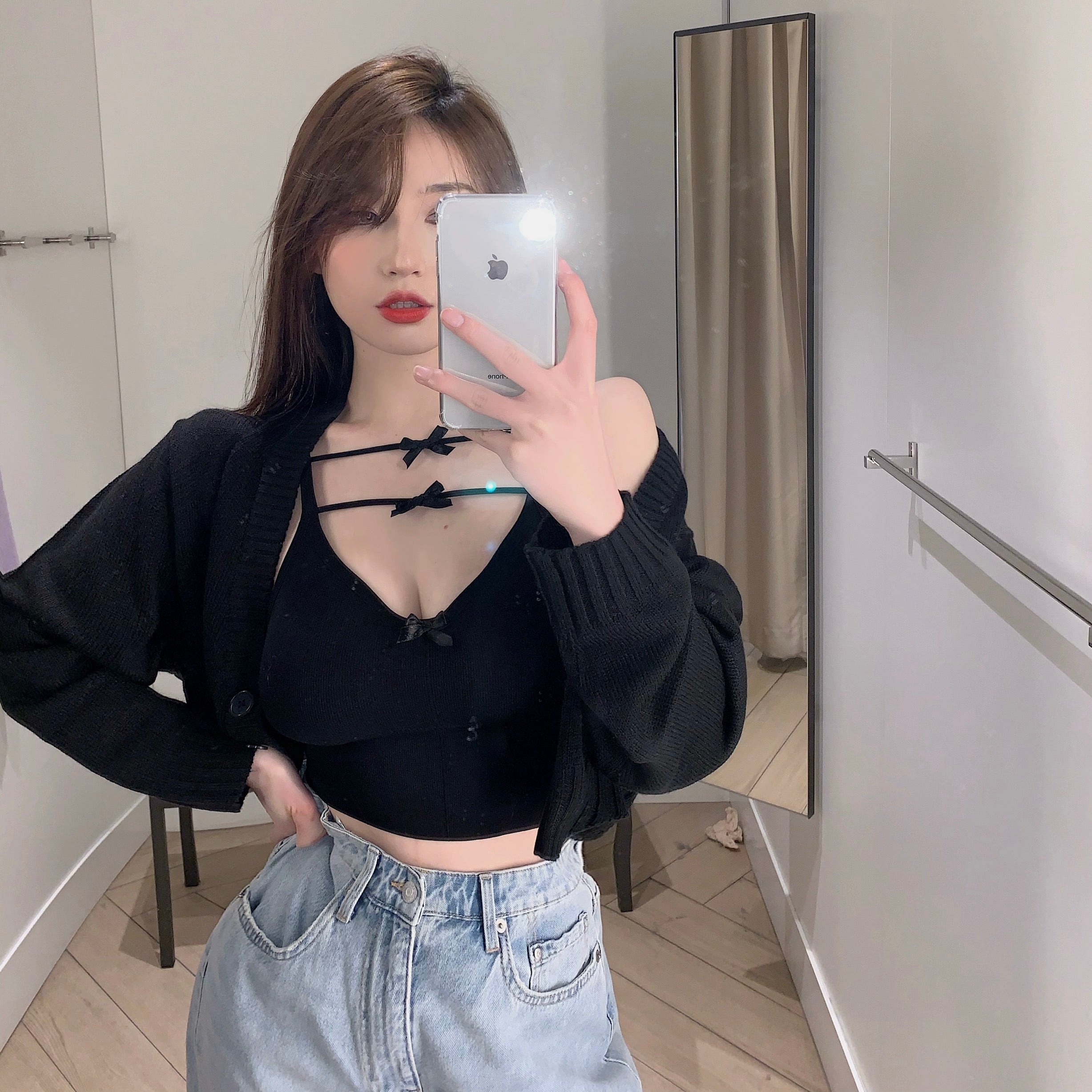 Double Bowknot Straps Push-up Padding Tank Top