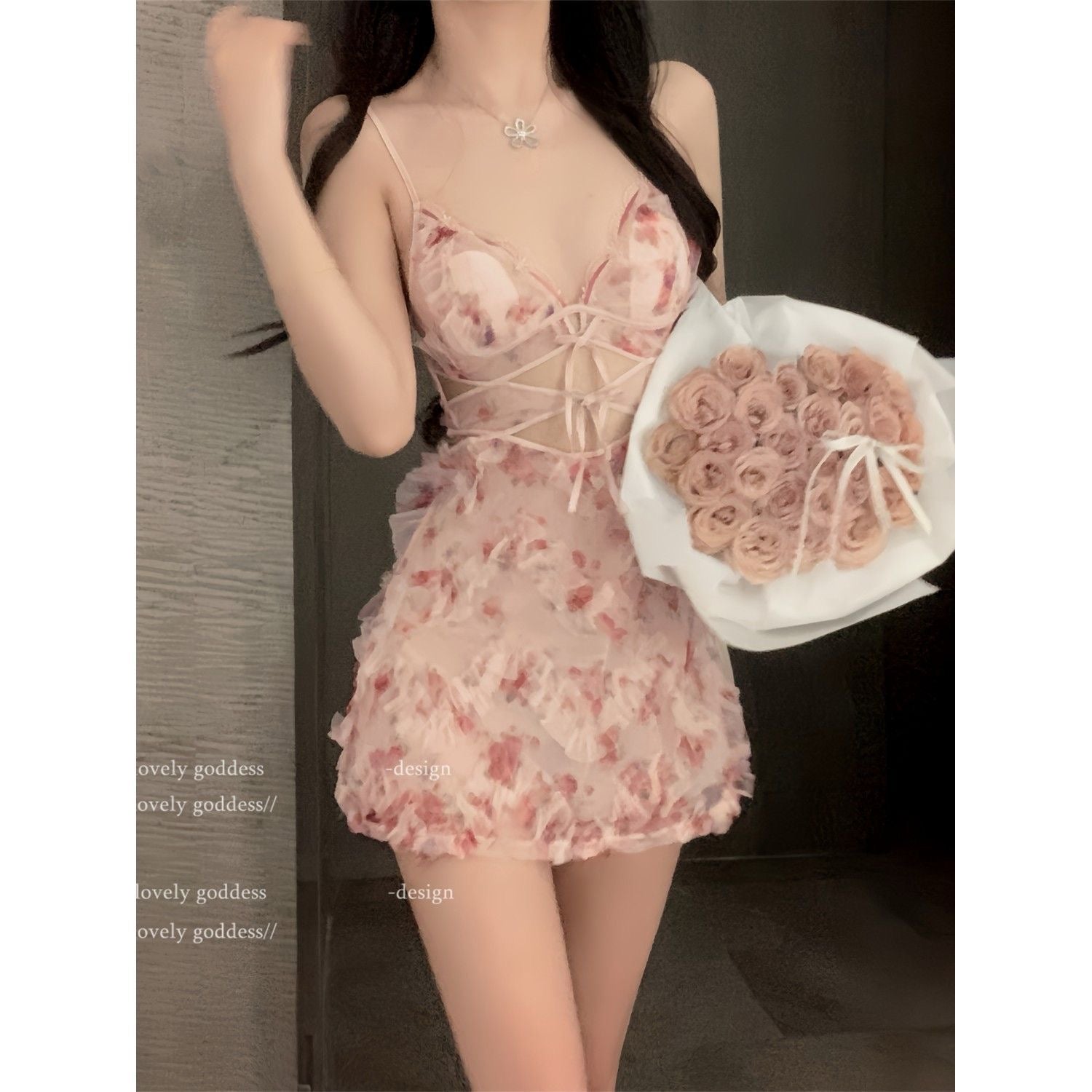 星雾花语透视绑带睡裙｜仙女系性感蕾丝睡衣