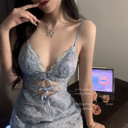 星雾花语透视绑带睡裙｜仙女系性感蕾丝睡衣