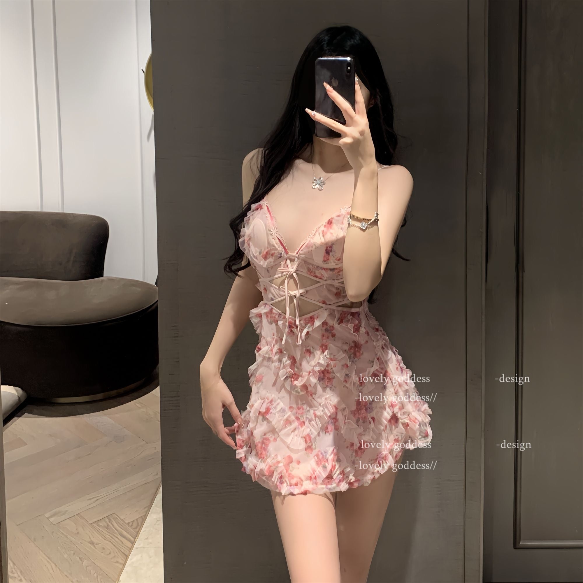 星雾花语透视绑带睡裙｜仙女系性感蕾丝睡衣
