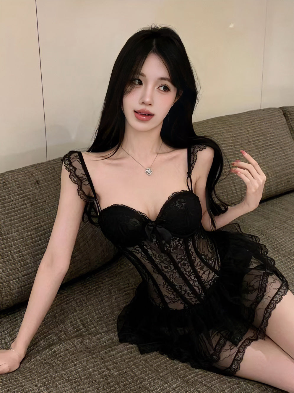 Sweet Ballet Lace Corset Babydoll Lingerie Set