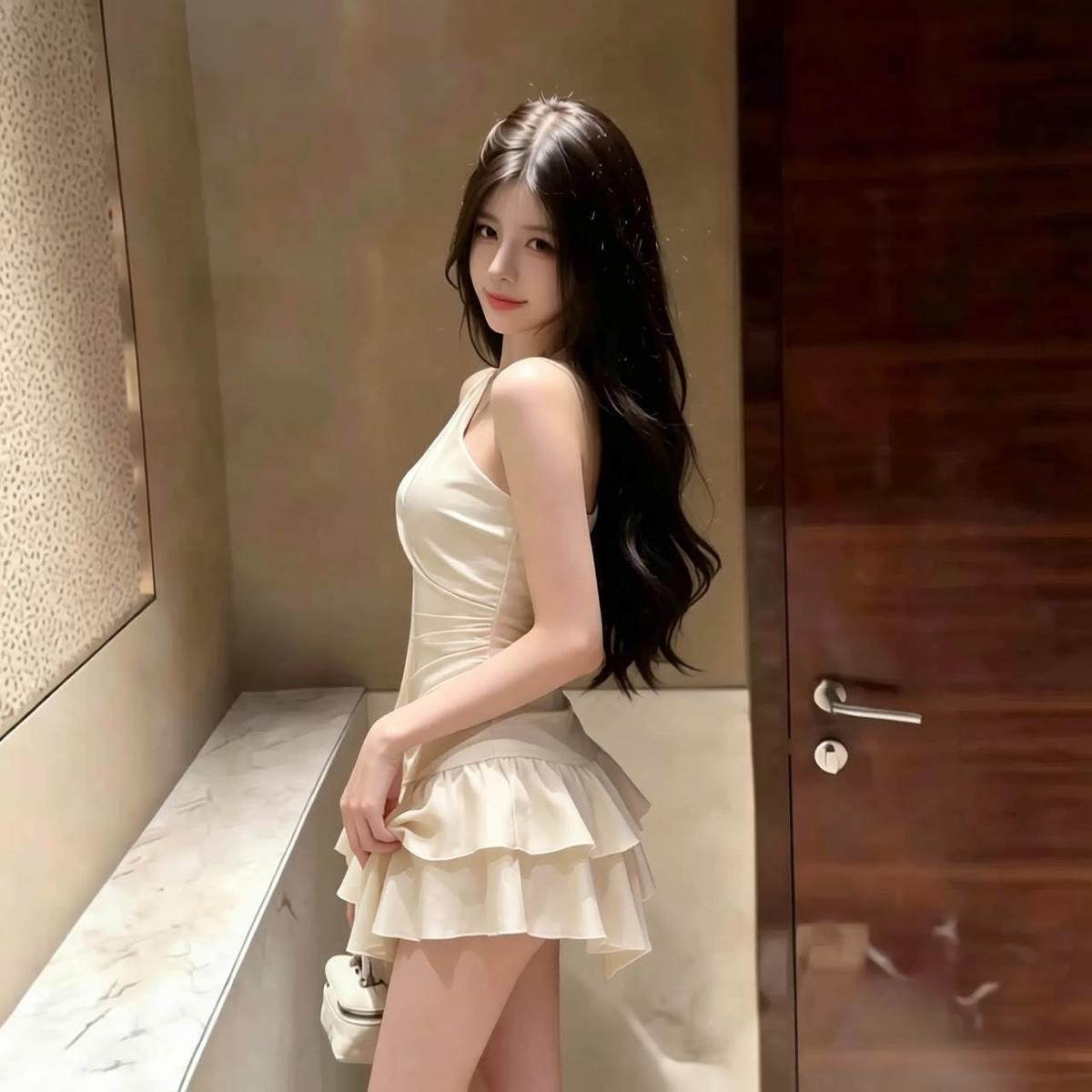Elegant Satin One Shoulder Ruffle Mini Dress