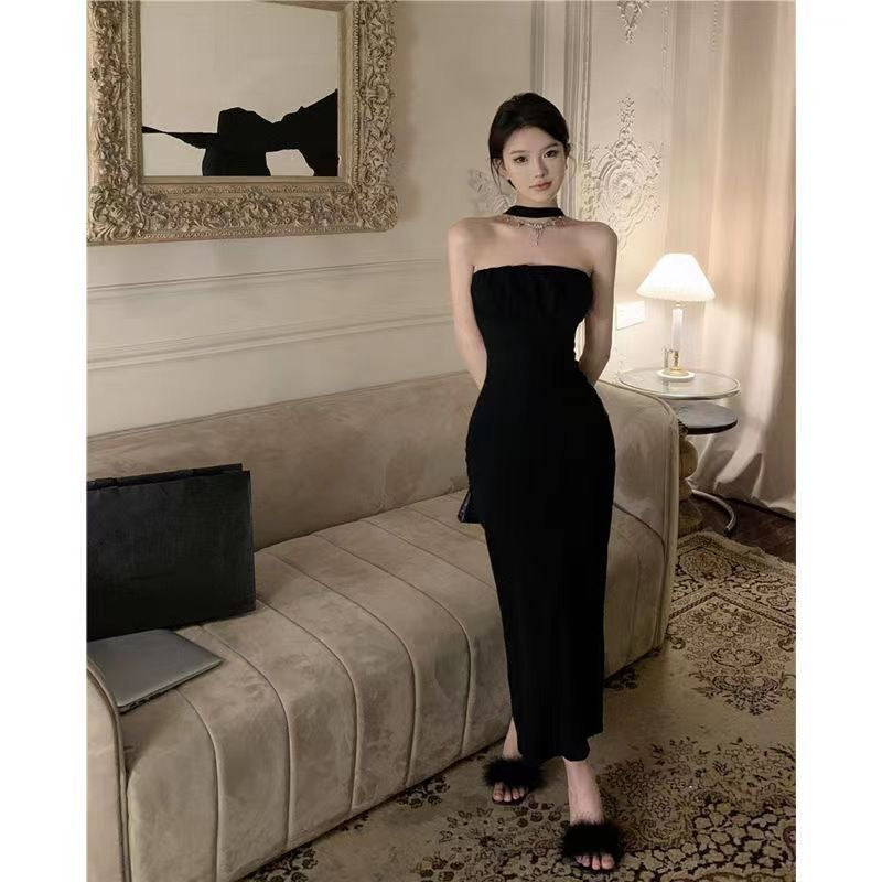 Noir Belle Bow Back Evening Dress