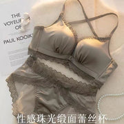 Shiny Satin Wireless Support Bra Set