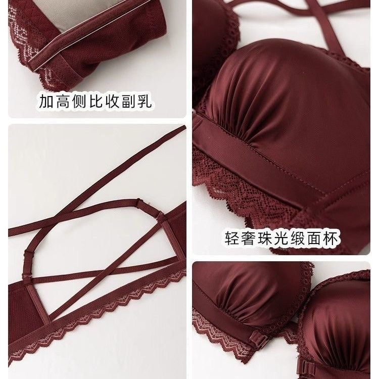 Shiny Satin Wireless Support Bra Set