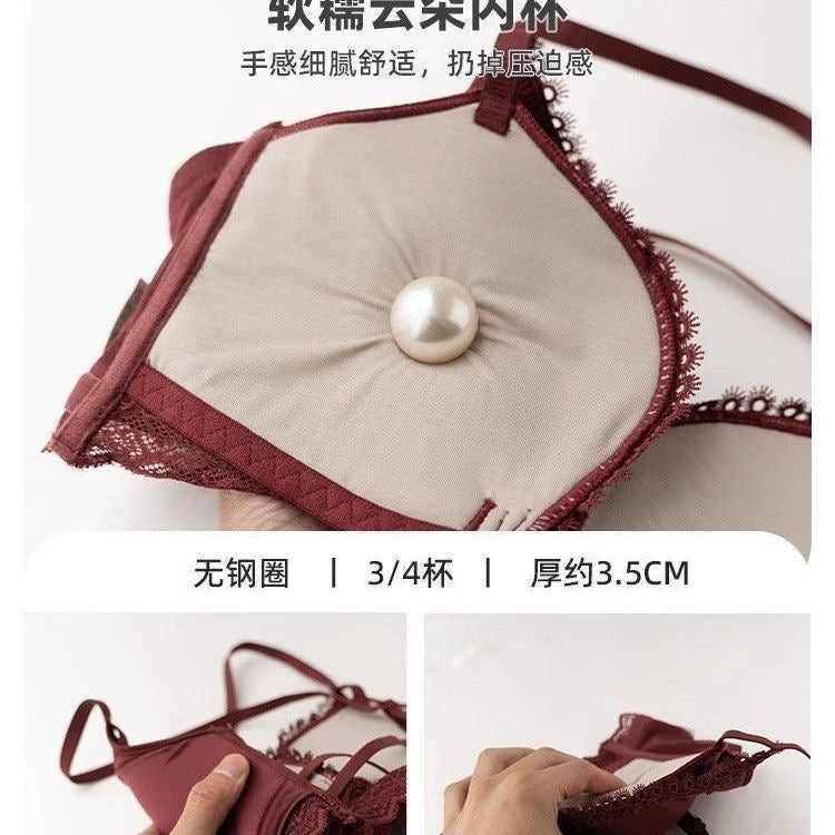 Shiny Satin Wireless Support Bra Set