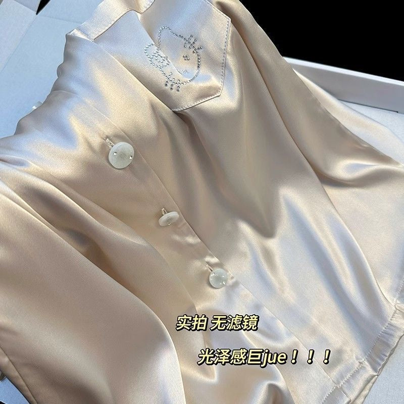 Moonlight Pearl Satin Short-Sleeve PJ Set