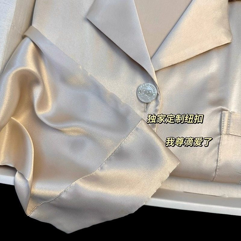 Moonlight Pearl Satin Short-Sleeve PJ Set